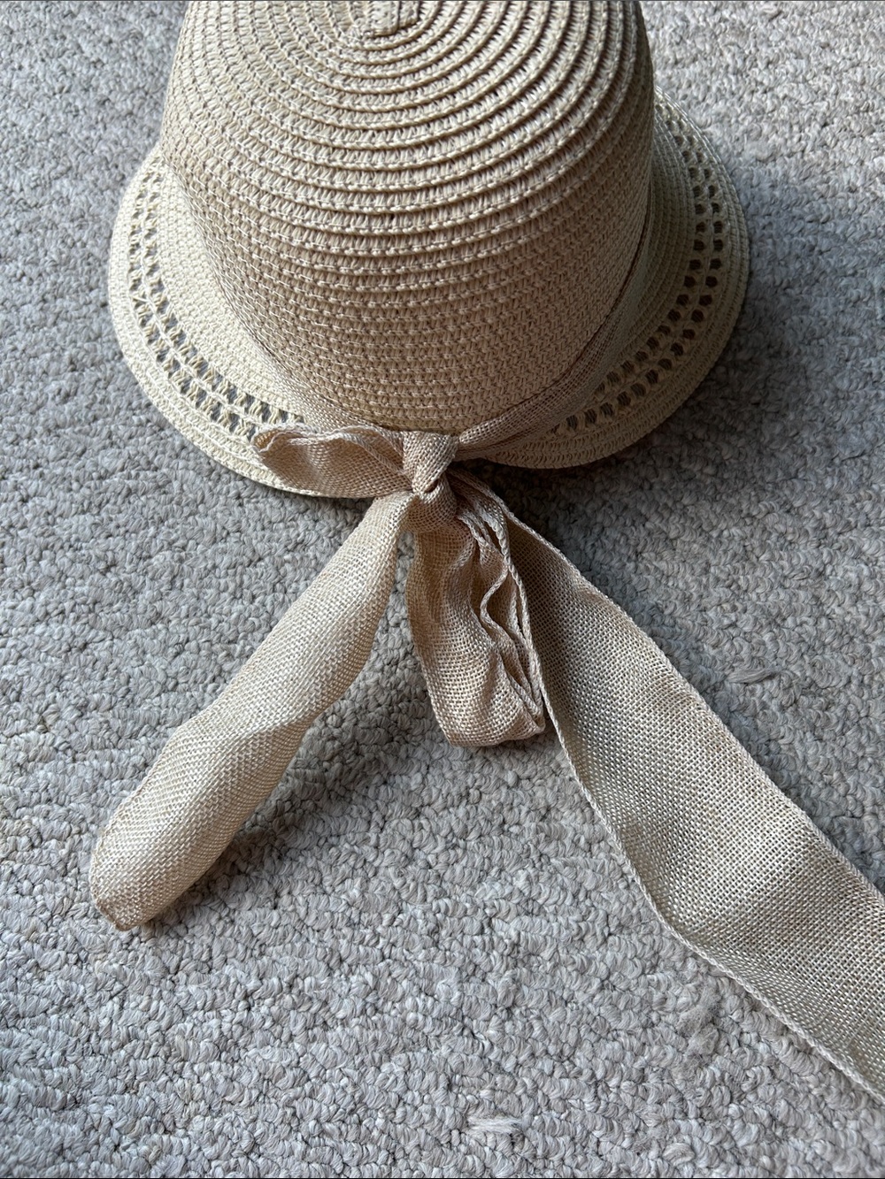 Neutral Straw Sun Hat with Band - Picture 4 of 4